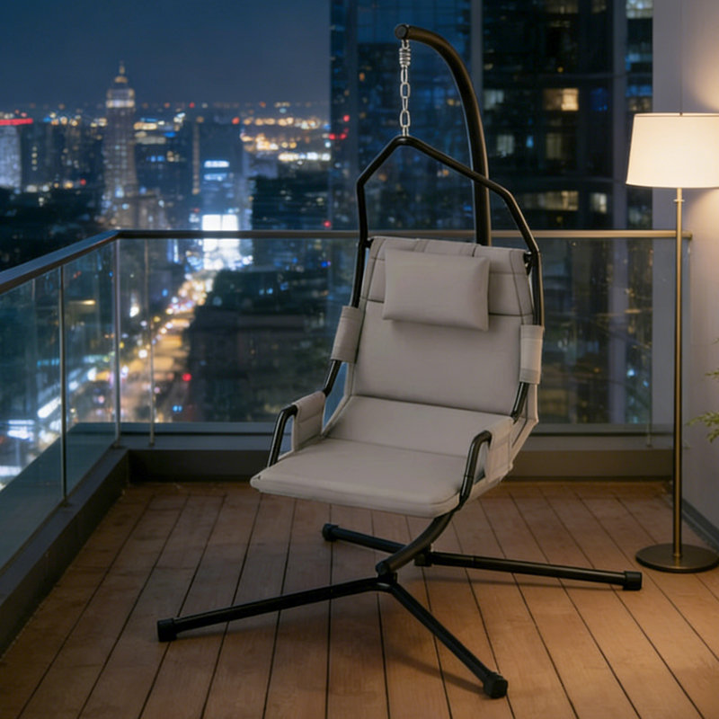 Balancelle suspendue avec support et coussin rembourré