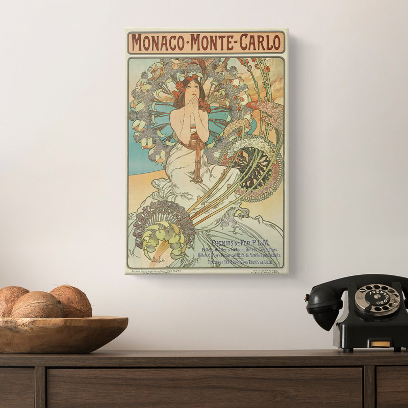 Monaco Monte-Carlo - Toile tendue avec châssis par Alphonse Mucha, 8 x 12