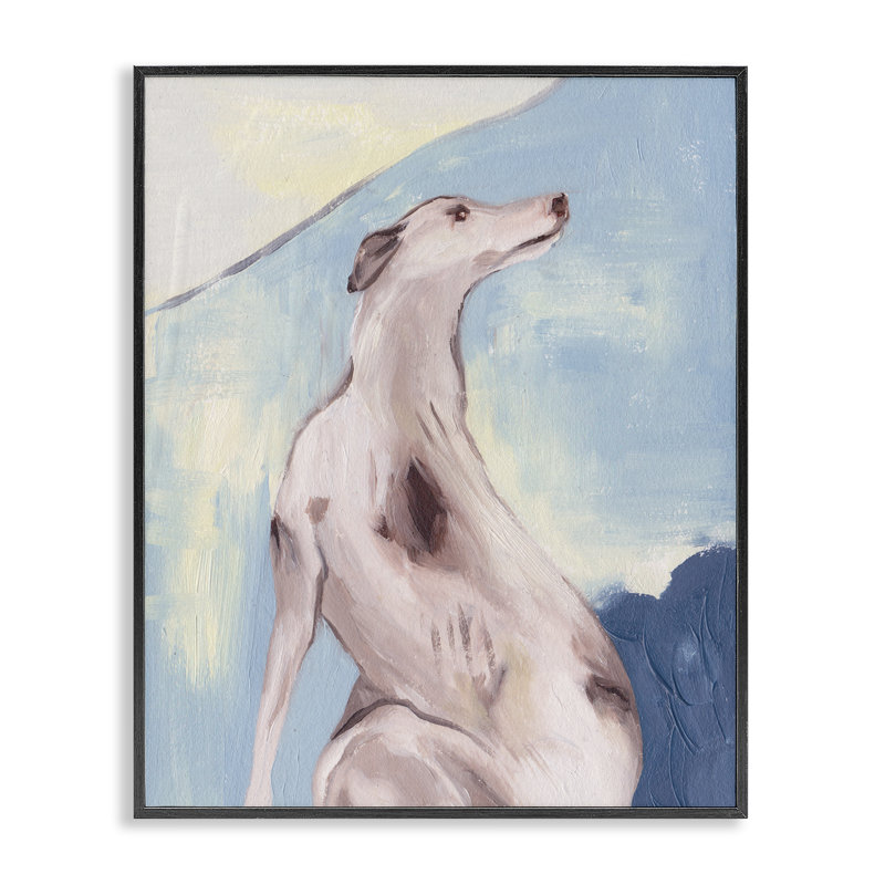 «Greyhound», peinture abstraite encadrée par Melissa Wang, Giclée encadrée noir minuit, H 14 po x l 11 po