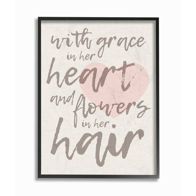 «Grace In Her Heart and Flowers in Her Hair», art sur toile, H 20 po x l 16 po, Giclée encadrée noir minuit