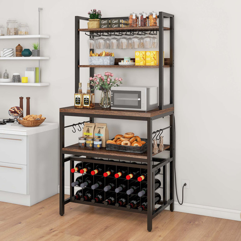 Support à micro-ondes avec support à vin 31,5 po Raglin