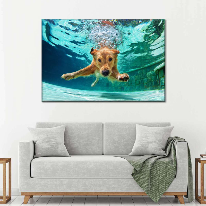 «Diving Golden Retriever» sur toile, H 8 po x l 12 po x P 1 po