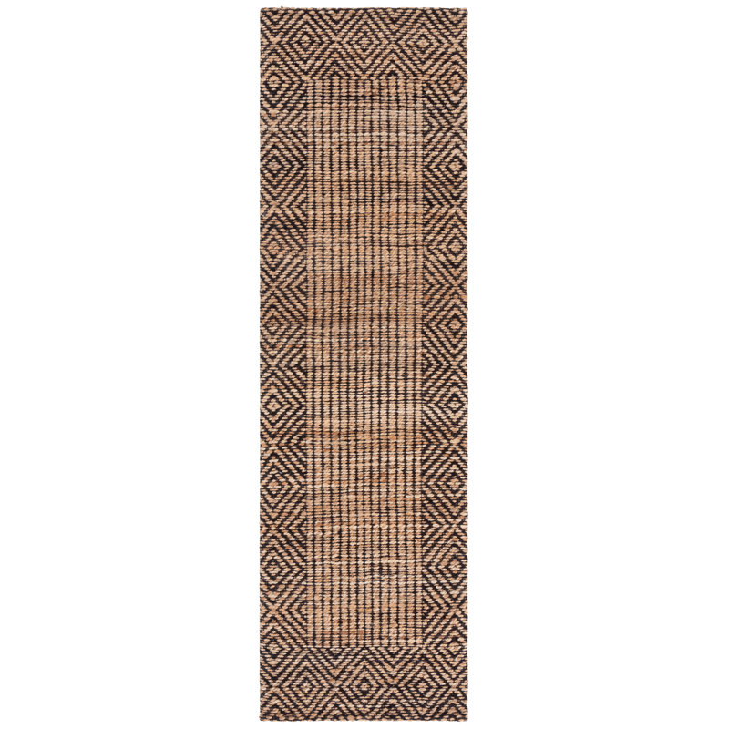 Tapis géométrique en fibre naturelle 565 jacquard, Tapis de couloir 2 pi 3 po x 8 pi