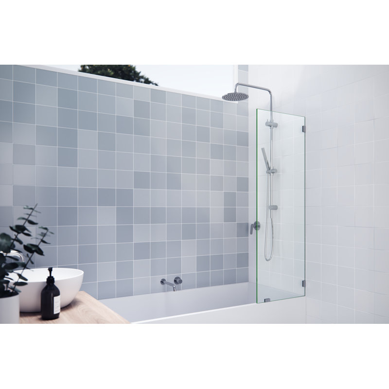 Vela 20 in. x 58.25 in. Frameless Single Fixed Bath Panel, Polished Chrome