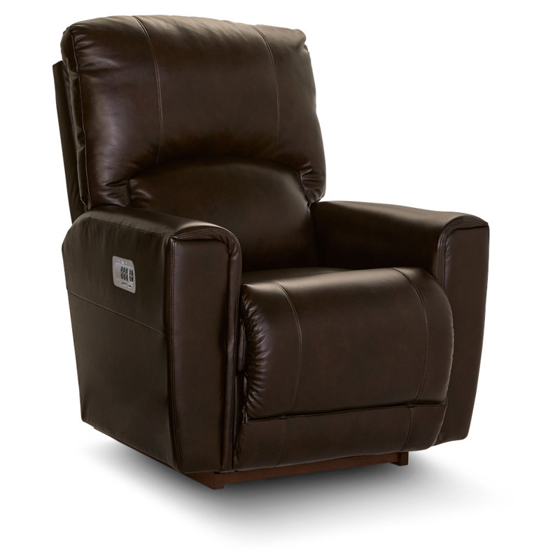 Cassian Power Leather Match Rocking Recliner with Headrest and Lumbar, Power - Remote, Dark Brown
