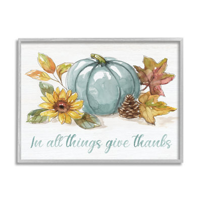 In All Things donner des mercis sentiment bleu citrouille par Nan - peinture