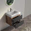 Meuble-lavabo 24 po avec lavabo à quartz d'ingénierie et tiroirs noirs doux, meuble-lavabo mural flottant pour salle de bain moderne, lavabo une pièce, KD
