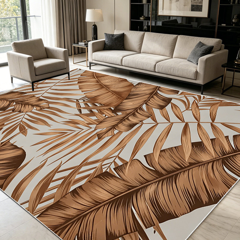 1PC Vintage Brown Tropical Palm Leaf Botanical area rugs for Living Room, Soft and Comfortable, Suitable for all seasons, easy-to-maintain, machine washable Indoor floor mat, Under Table Farmhouse suitable for dining room, bedroom, entryway, patio,