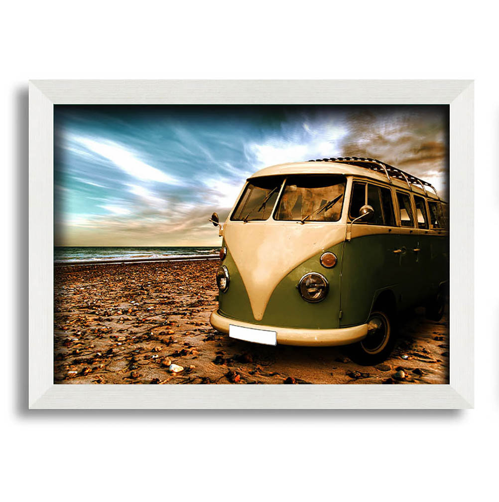 VW Camper Van Grün Gerahmter Druck Wandkunst Edler