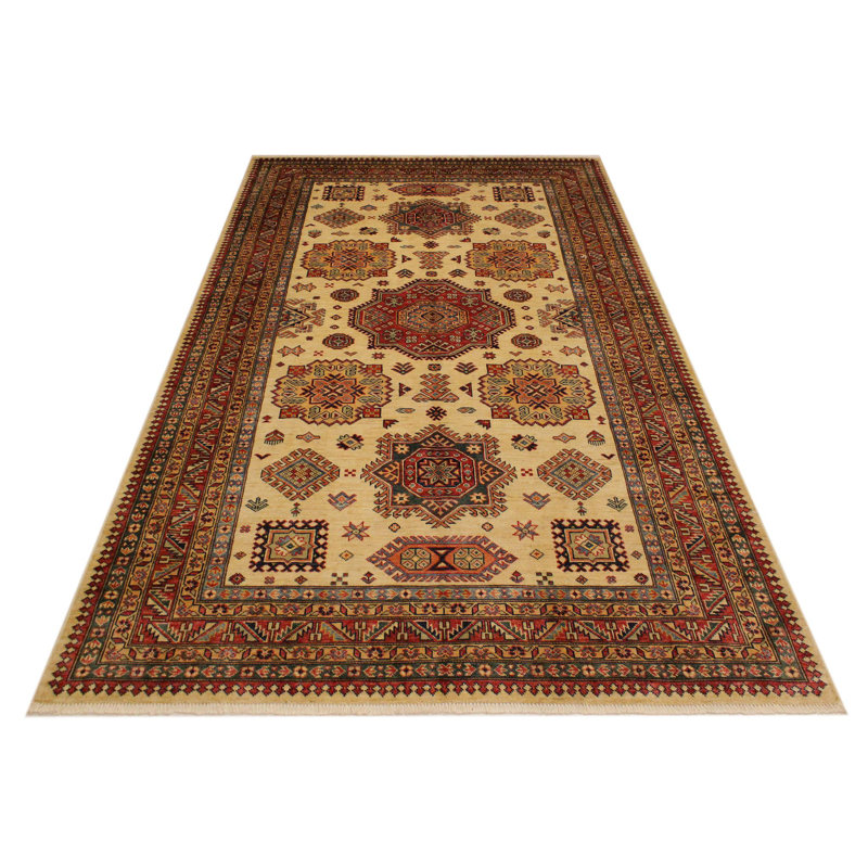 Tapis ivoire / rouille en laine noué à la main à motif sud-ouest Fallston 5 pi 6 po x 8 pi Fallston