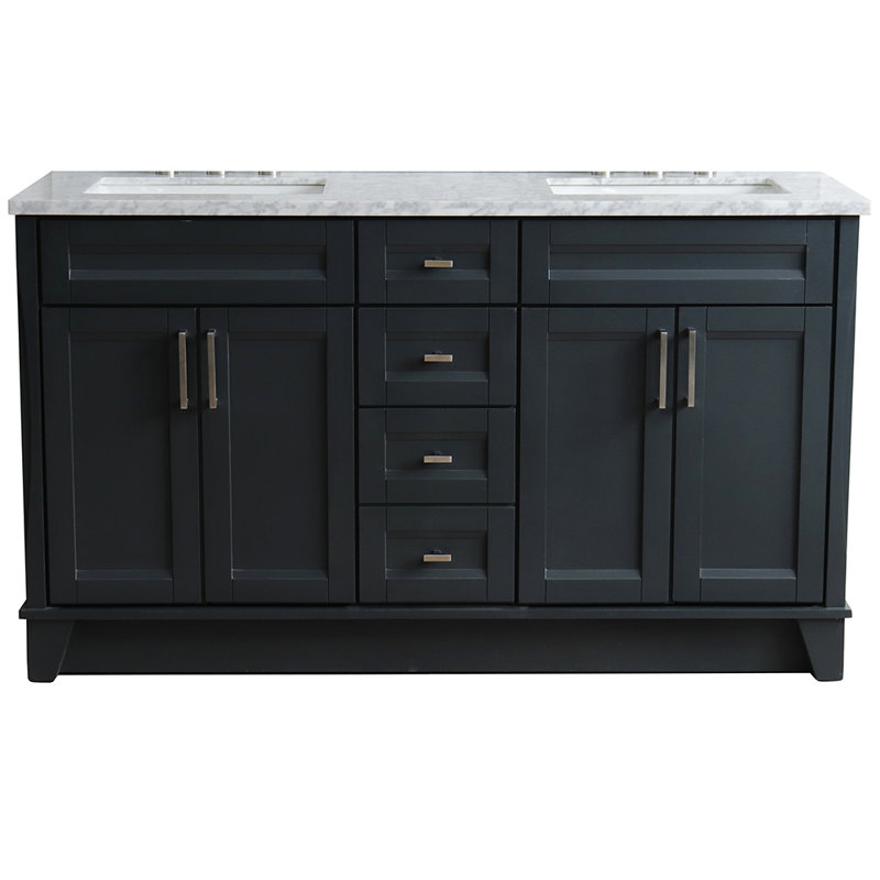 Thaxten 61'' Double Bathroom Vanity with Top, White