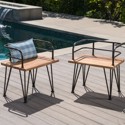 2 chaises rustiques - sièges en bois, cadres en fer, finition, pour 2 chaises d'extérieur pour patio, cadre, mobilier élégant