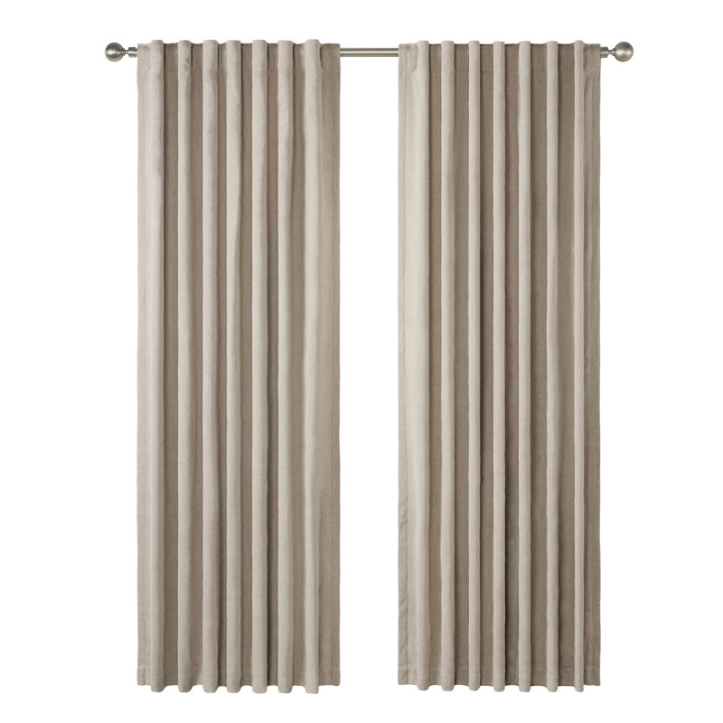 Chenille Blackout Back Tab Curtain Pair(2 panels), 52" W x 96" L, Coffee