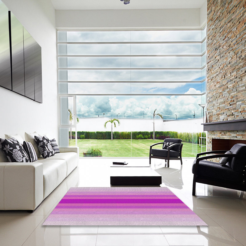 Tapis rose à rayures Khaled, Carré 4 pi