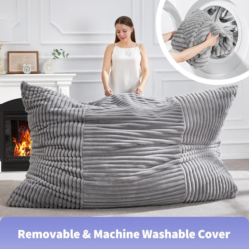Fauteuil à billes 3-en-1 géant avec coussin de fauteuil convertible et housse lavable à la machine