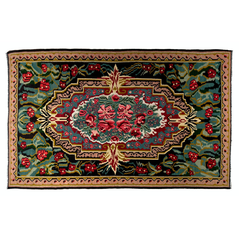 Tapis de laine tissé à la main 6,6 x 10,5 pi Kilim Bessarabian rétro de la République de Moldavie