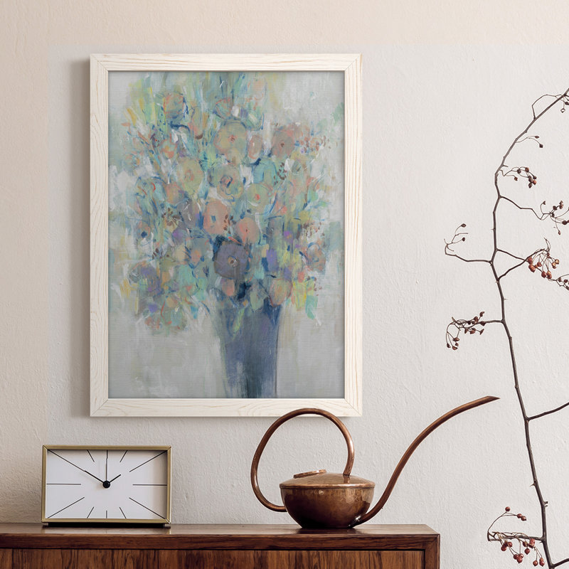 Bouquet II - peinture sur toile encadrée, Blanc, H 32 po x l 23 po x P 1 po