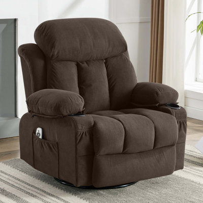 Swinging Recliner Massage Heated Sofa,With Usb And 2 Cup Holders In Side Pockets