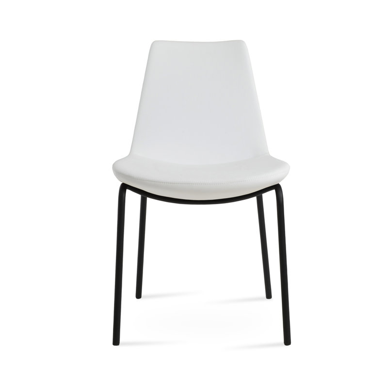 Chaise de salle à manger Eiffel Harris, Simili cuir blanc, Noir, noir, noir, noir