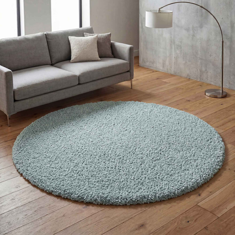 Ainsley Plain Living Room Shaggy Area Rug Modern Soft Pile Polyester Rug, Round 120 cm, Terracotta