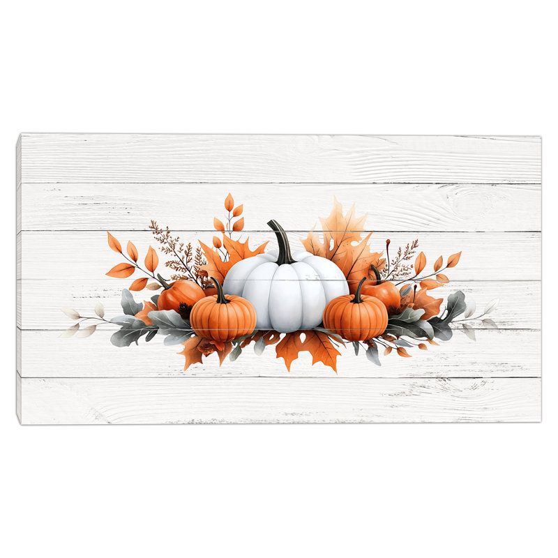 «Rustic Pumpkin Harvest», art mural sur toile tendue, H 24 po x l 42 po