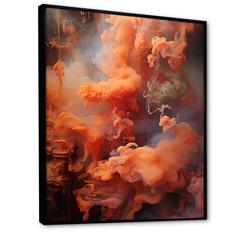 «Hinduism Yajnas Smoky Sienna», art mural sur toile, Cadre flottant noir, H 40 po x l 30 po