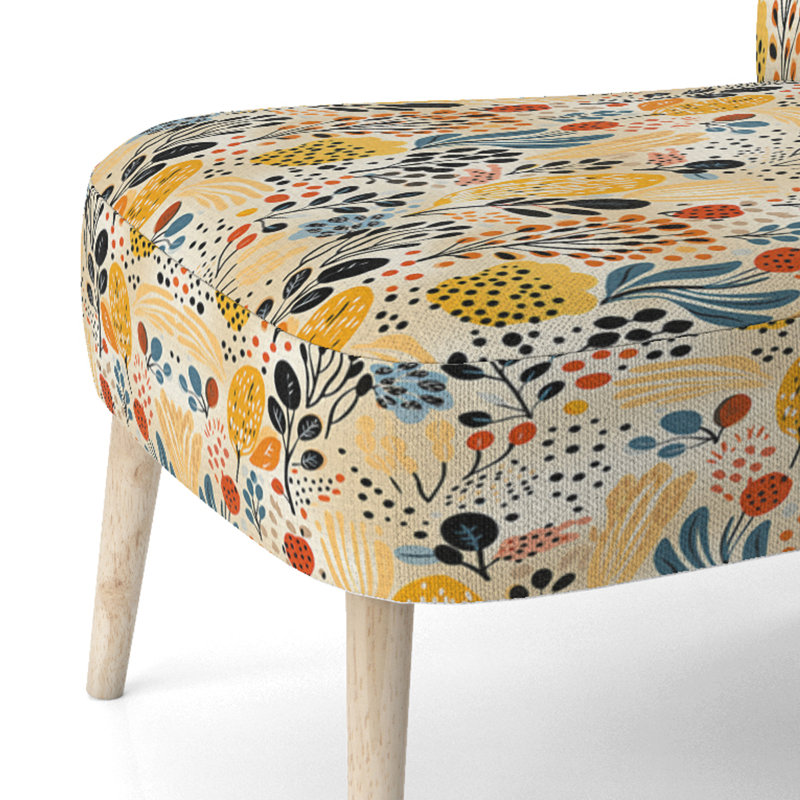 Chaise d'appoint rembourrée beige et jaune Boho Botanical - Glam