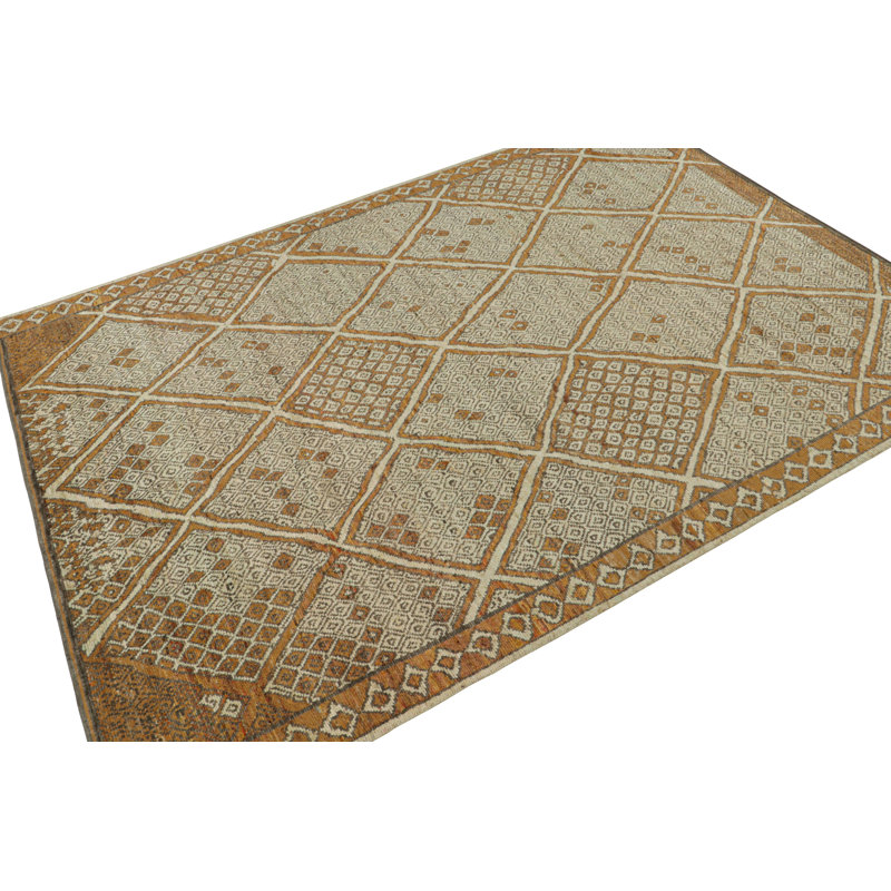 Moroccan Hand Knotted Geometric Area Rug, Rectangle 10' x 14'
