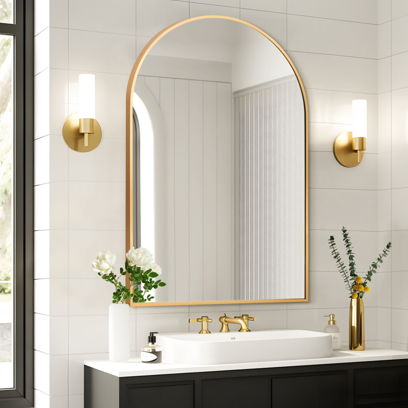 Miroir de salle de bain Apte, Doré, 36 po x 24 po, Ensemble de 1