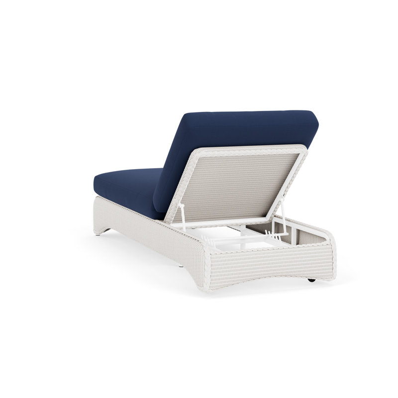 Loom Outdoor Chaise Lounge, White, Beach Navy