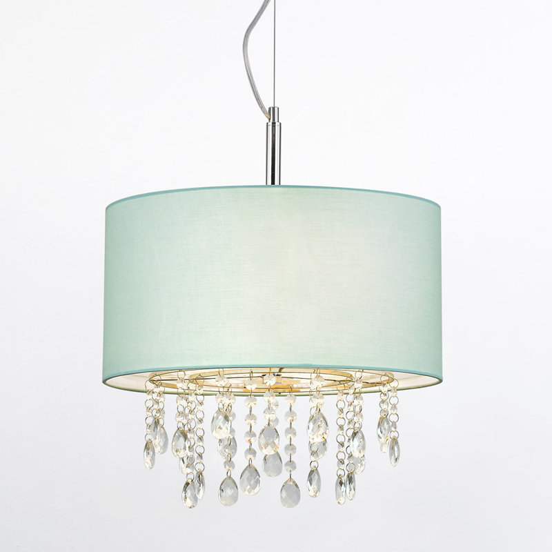Lustre en cristal 3 lumières Bixby, Bleu turquoise clair