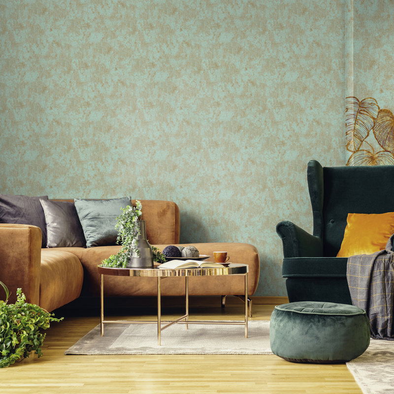 Julie Feels Home Glitter/Shimmer Plain Texture Wallpaper Roll, Teal