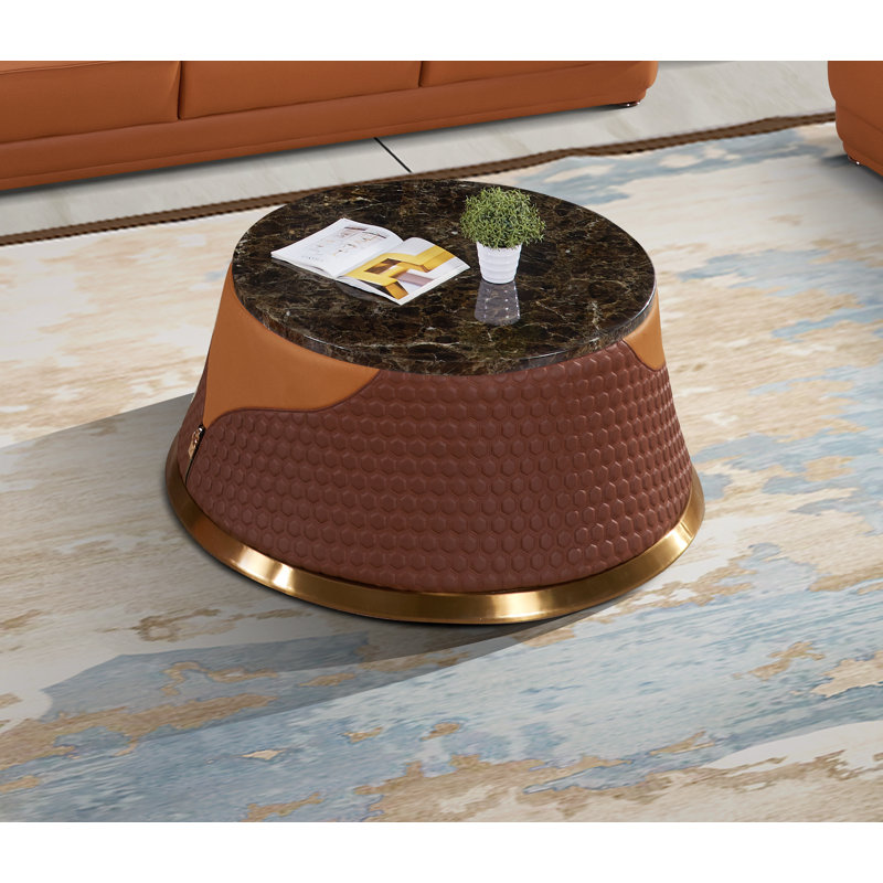 Glamour Marble Coffee Table, Orange/Brown