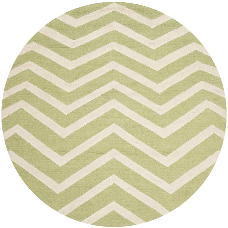 Sanyla Hand Tufted Wool Chevron Rug, Round 6'
