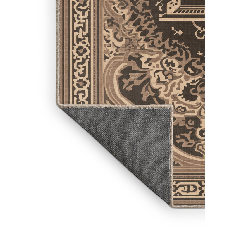 Tapis oriental gris moelleux moelleux et doux à motif de presse d'imprimerie Cadwall, 4 x 6