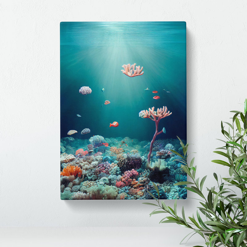 XC1022-1715X Coral Reef Bed - Wrapped Canvas Print, 60cm H x 40cm W x 3cm D