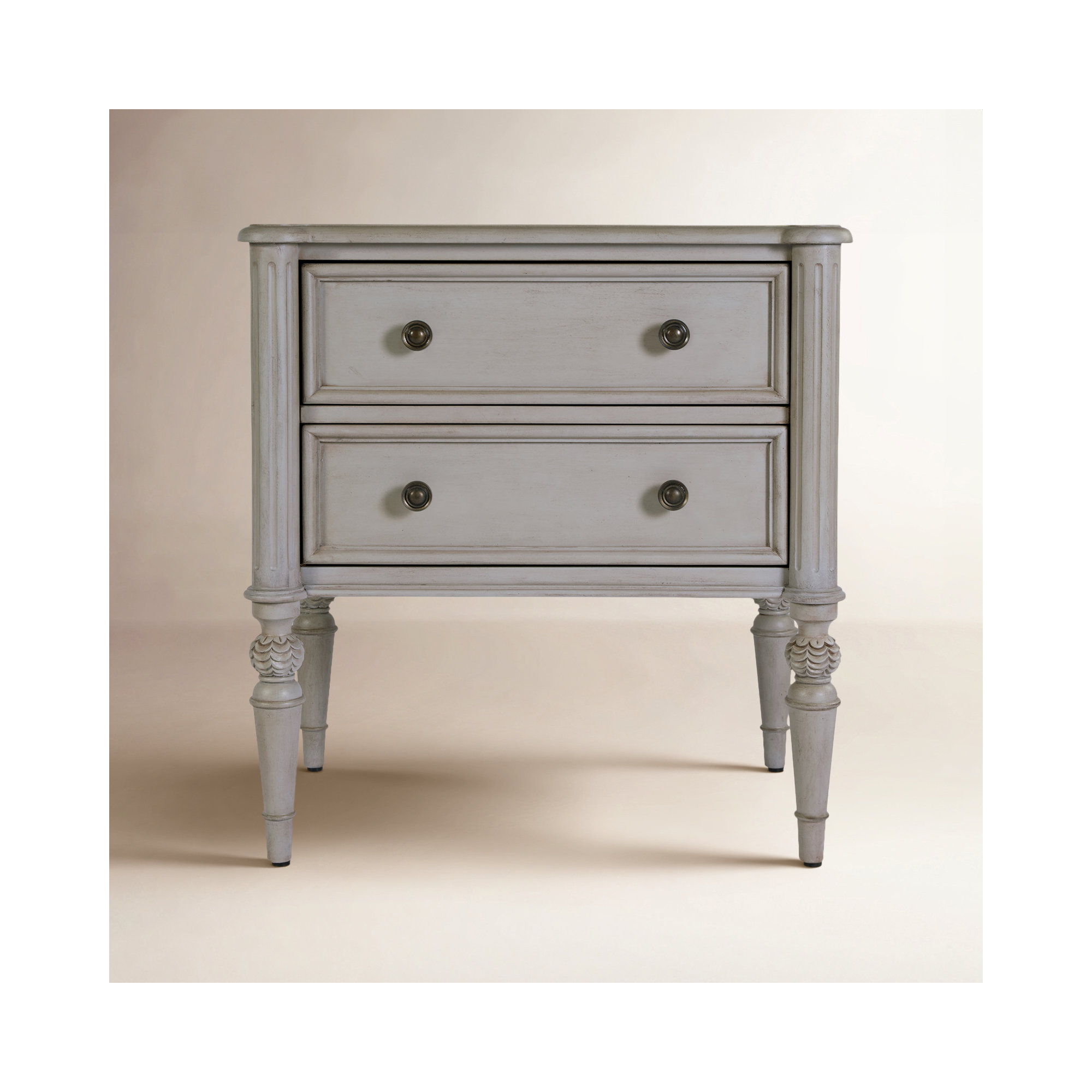 Ginny 25 in. W Rectangular Wood 2 Drawer Accent Chest, Gray
