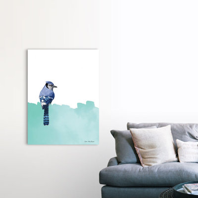Oiseau sur bleu-reproduction d’art sur toile