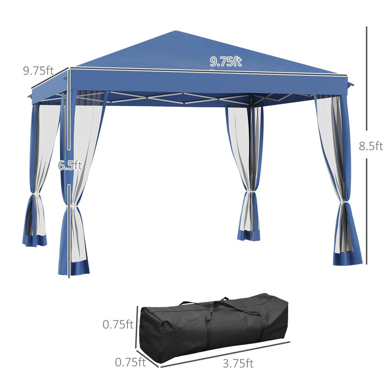 Auvent avec filet Outsunny 10 pi x 10 pi, Bleu, Bleu