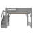 Full Size Loft Bed with Built-in Wardrobe and Storage Shelves, Solid Wood Loft Bed with Guardrails and Stairs, No Box Spring, Gray-717667049-717667060