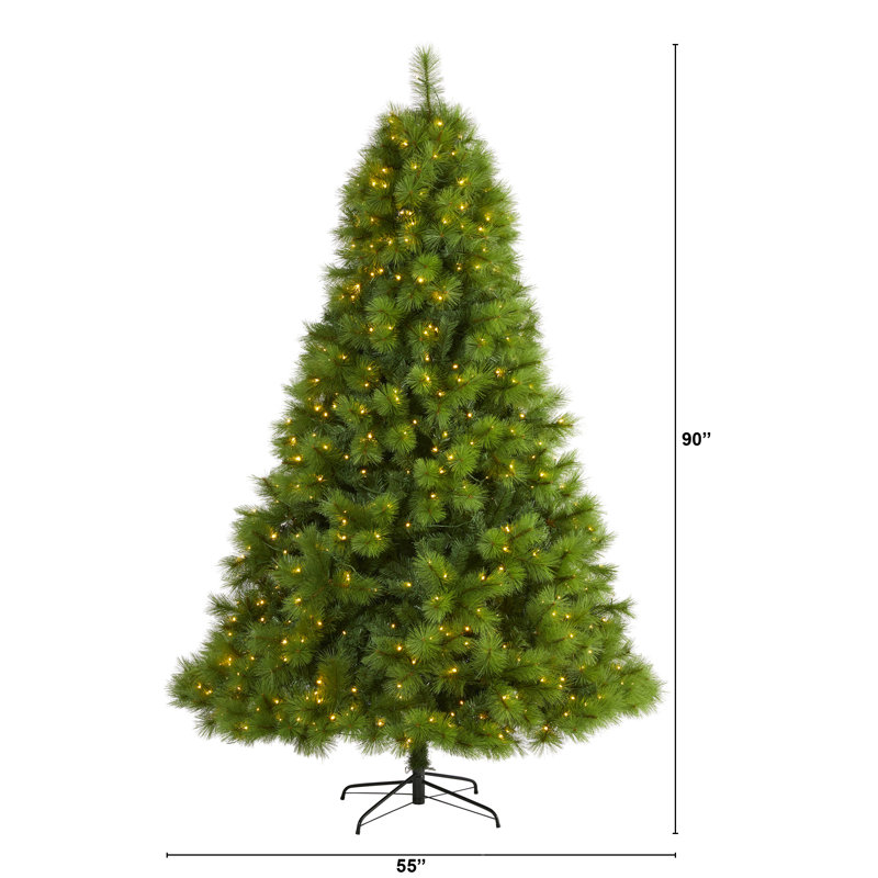 Lighted Artificial Pine Christmas Tree, 7.5' H