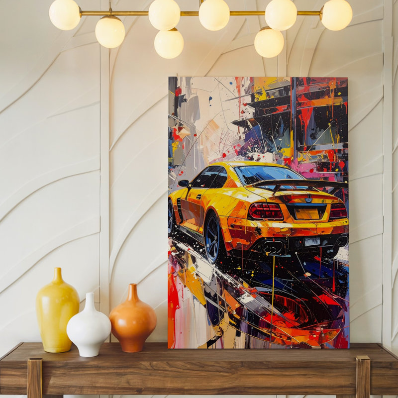 Art abstrait de voiture de sport dynamique 911 Gt3 RS, H 12 po x l 9 po