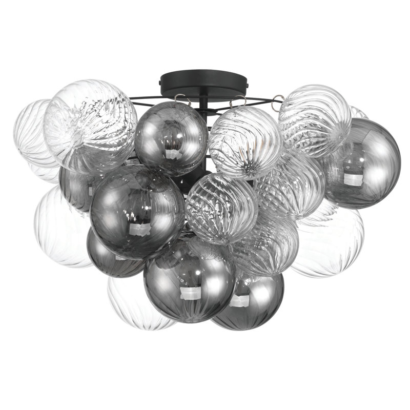 3-Light Modern Glass Globe Flush Mount Ceiling Light Chandelier, 3 Lights