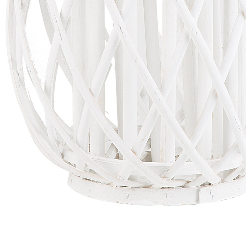 Wood Floor Lantern, White, 40 cm H x 26 cm W x 26 cm D