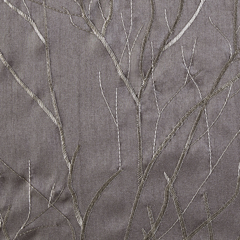 Gray Faux Silk Embroidered Sill Length Valance
