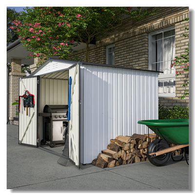 8 X 6 Ft Outdoor Storage Shed, All Weather Metal Sheds With 2 Lockable Doors, Tool Shed For Garden, Backyard, Lawn