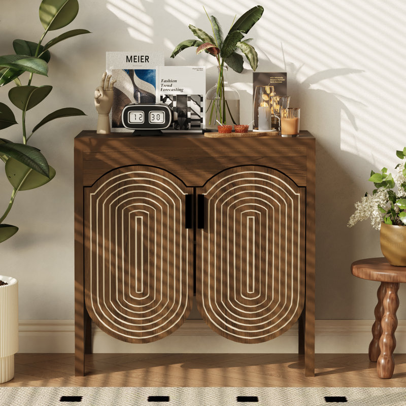 Lenord 31.5" Tall 2-Door Accent Cabinet, Brown Wood