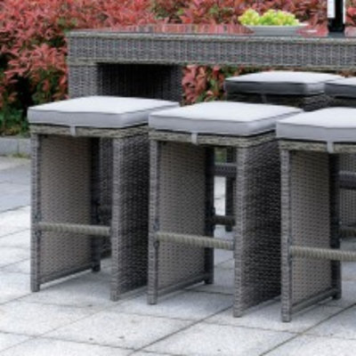 Darleen Wicker Outdoor Stool with Cushion