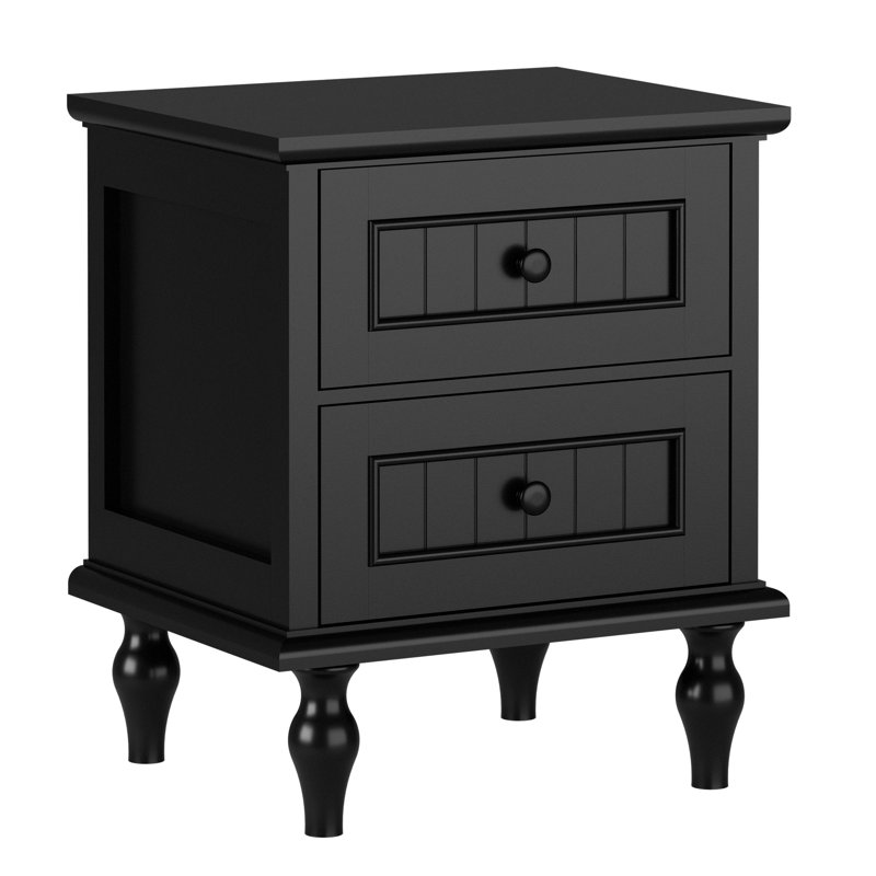 2 - Drawer 19.7"W Nightstand, Black