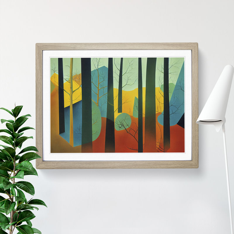 Soulful Abstract Forest - Framed Print, 25cm H x 34cm W x 2cm D, Oak